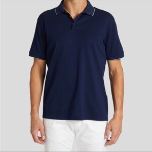 Giorgio Armani Cotton Polo Navy Button Down Shirt